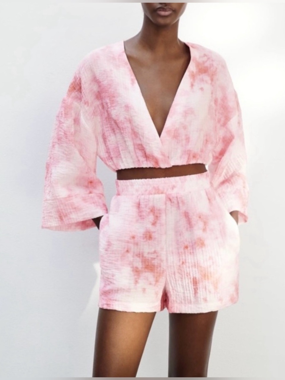ZARA Woman’s Pink Tie Dye Two Pieces Set Size S